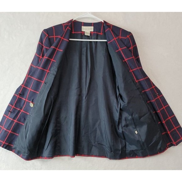 VTG Casual Corner Windowpane Plaid Blazer Womens Size 6 Gold Buttons & Pockets - Picture 8 of 16